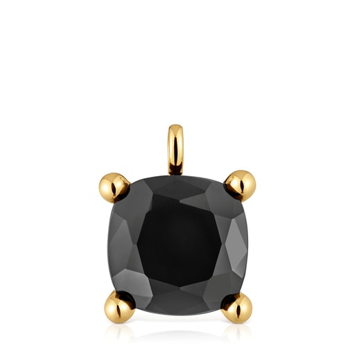 Dije grande con baño de oro 18 kt sobre plata y ónix Color Black