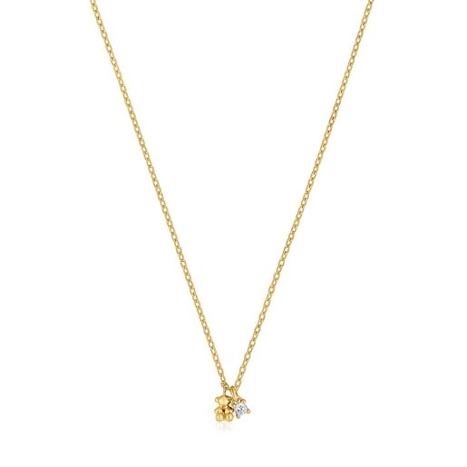 Collar corto con baño de oro 18 kt sobre plata y diamante creado en laboratorio Bold Bear LGD
