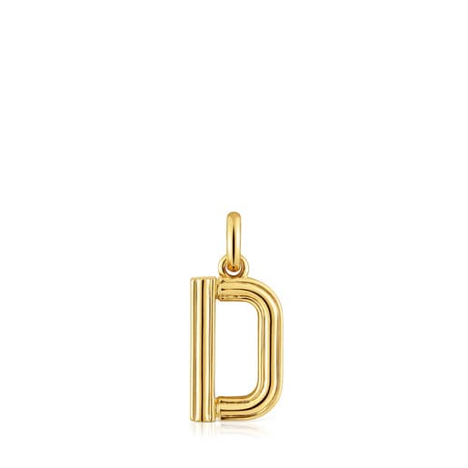 Penjoll mitjà lletra D amb bany d'or 18 kt sobre plata Alphabet