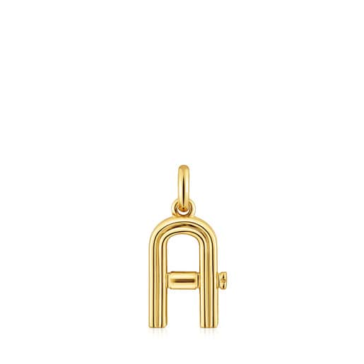 Penjoll mitjà lletra A amb bany d'or 18 kt sobre plata Alphabet