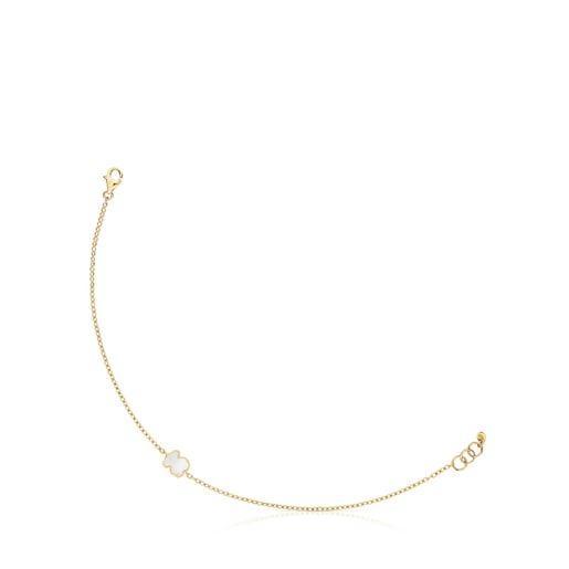 14kt gold Chain bracelet with mother-of-pearl XXS