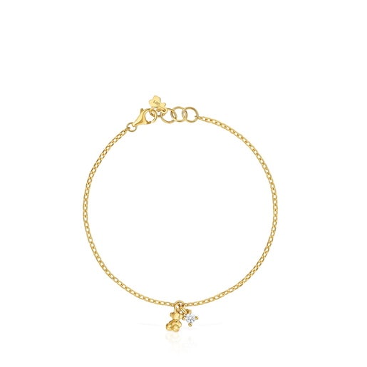 Chain bracelet with 18kt gold plating over silver and laboratory-grown diamond Bold Bear LGD